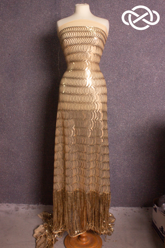 8486. Пайетки на сетке. Gold. от Tkani.site