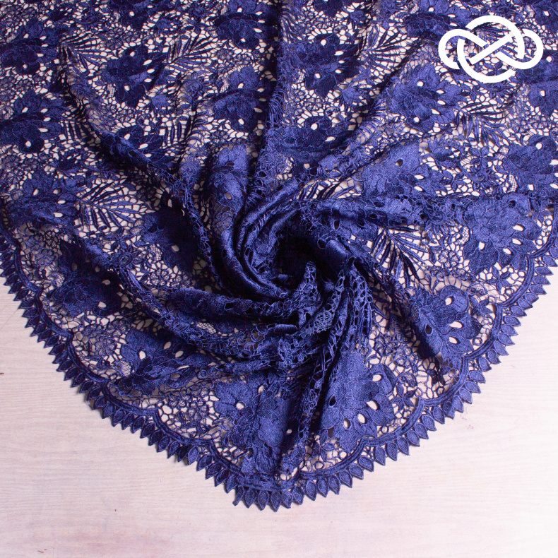 8587. Кружево с фестончатыми краями. Galaxy blue. от Tkani.site