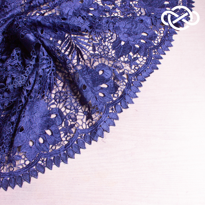 8587. Кружево с фестончатыми краями. Galaxy blue. от Tkani.site