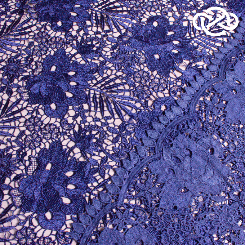 8587. Кружево с фестончатыми краями. Galaxy blue. от Tkani.site
