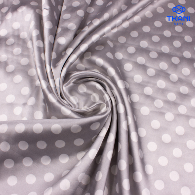 1051. Плательный атлас. В горошек. Уценка!!! от Tkani.site