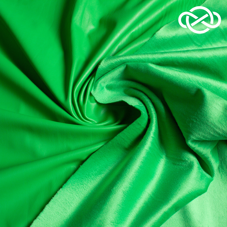 8665. Экокожа на велюре. Classic green. от Tkani.site