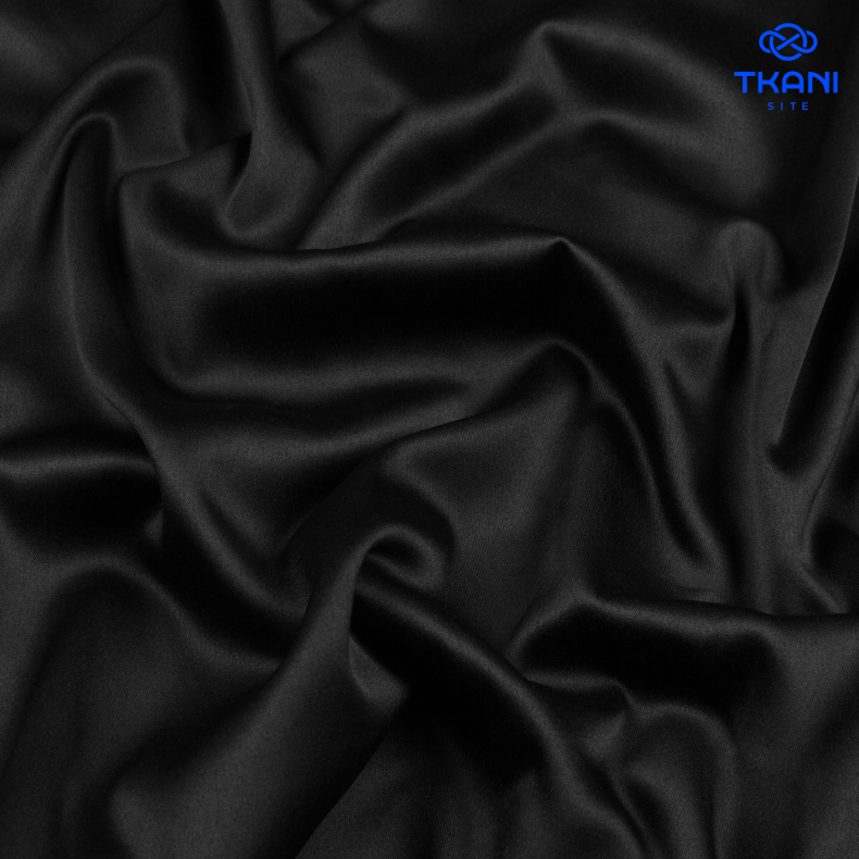 1063. Костюмно-плательный атлас. Черный. от Tkani.site