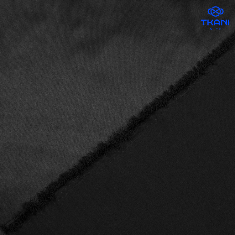 1063. Костюмно-плательный атлас. Черный. - фото 2