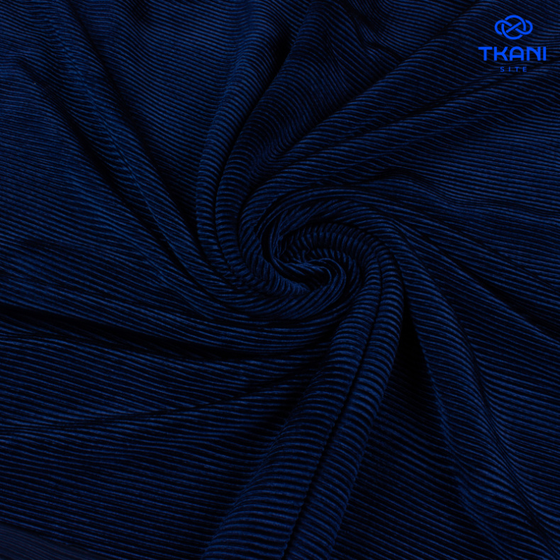 1075. Трикотажное полотно. Бархат. Гофре. Темно-синий. от Tkani.site