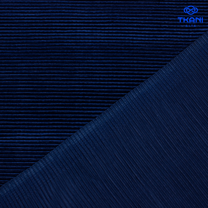 1075. Трикотажное полотно. Бархат. Гофре. Темно-синий. от Tkani.site