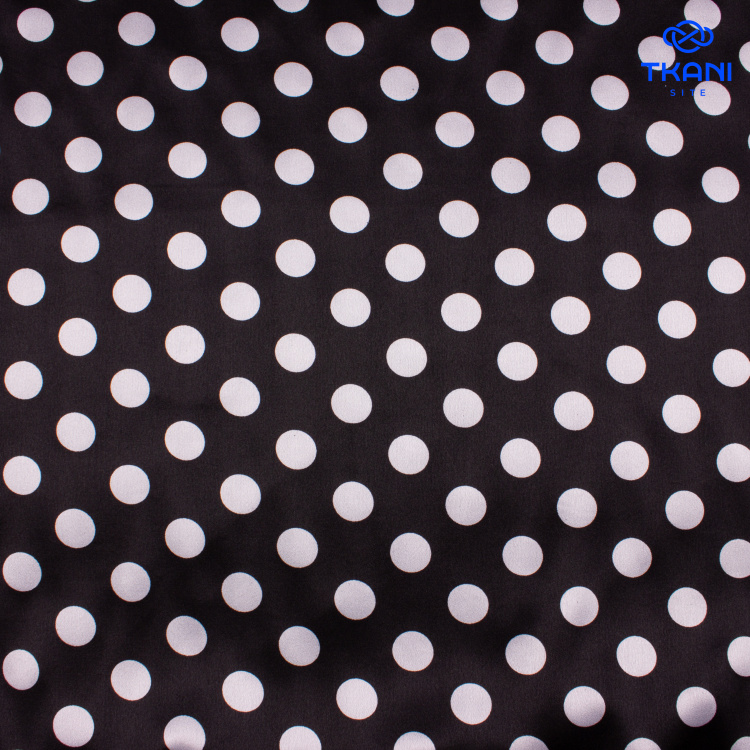 1082. Плательный атлас. В горох. - фото 1