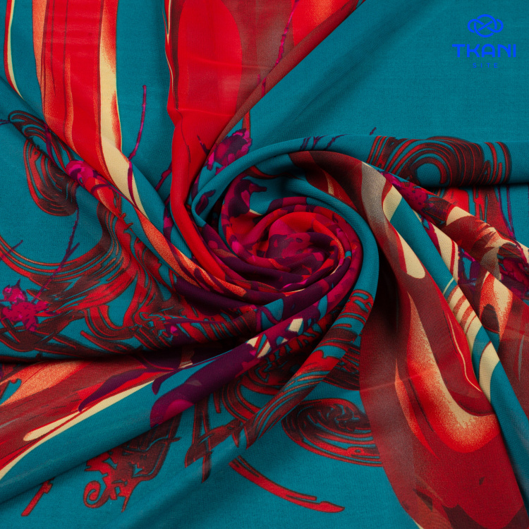 1100. Шифон. Принт. - фото 1