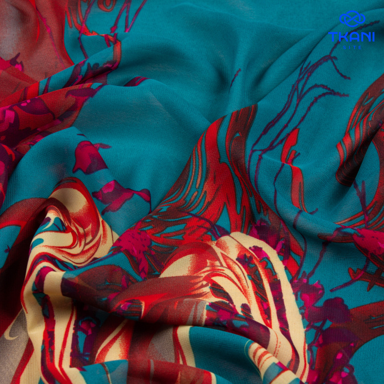 1100. Шифон. Принт. - фото 2