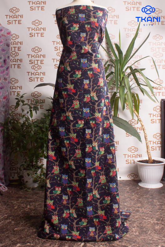 73590. Лен с вискозой. Принт. от Tkani.site