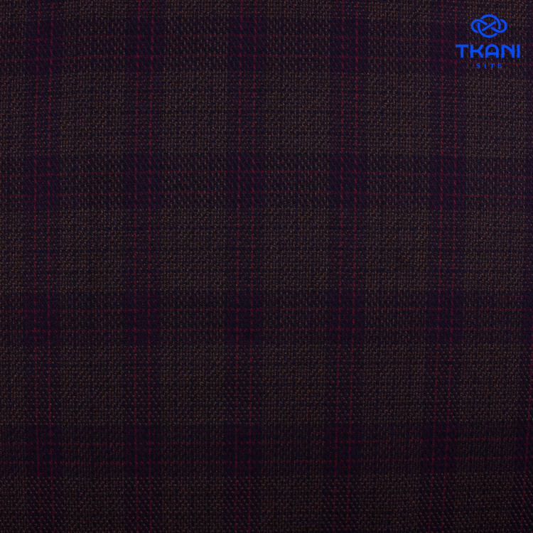 1106. Костюмная поливискоза. Жаккард. В клетку. - фото 1