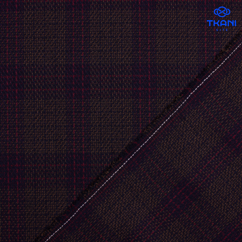 1106. Костюмная поливискоза. Жаккард. В клетку. от Tkani.site