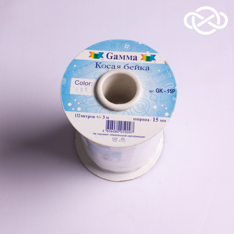 12452. Косая бейка. Gamma. 15мм / 132м / Color 777 от Tkani.site