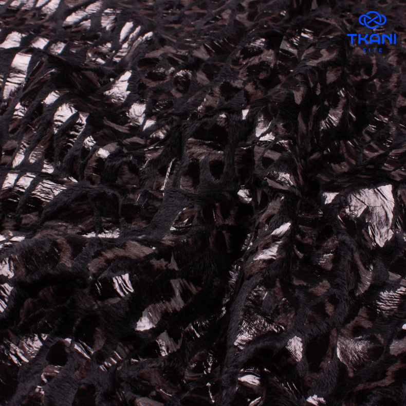 2132. Вельбоа с ламинацией. Энимал принт от Tkani.site