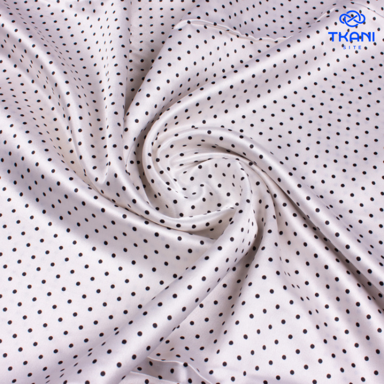 1114. Плательный атлас. В горошек. Уценка!!!