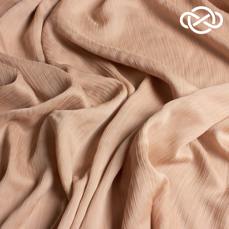 12649. Шифон. Крэш. Двухслойный. Almond Buff от Tkani.site