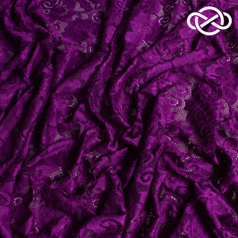 12651. Гипюр с фестончатыми краями. Juice purple от Tkani.site