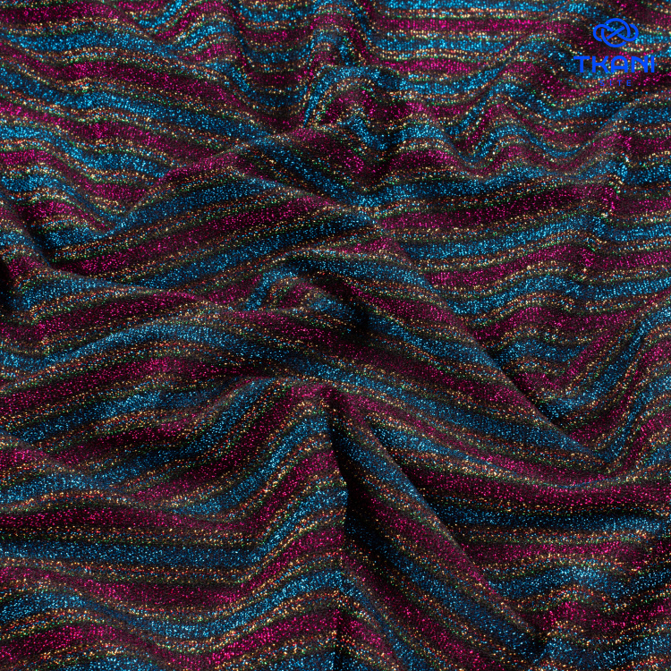 1134. Трикотажное полотно с люрексом. Полоски. - фото 2