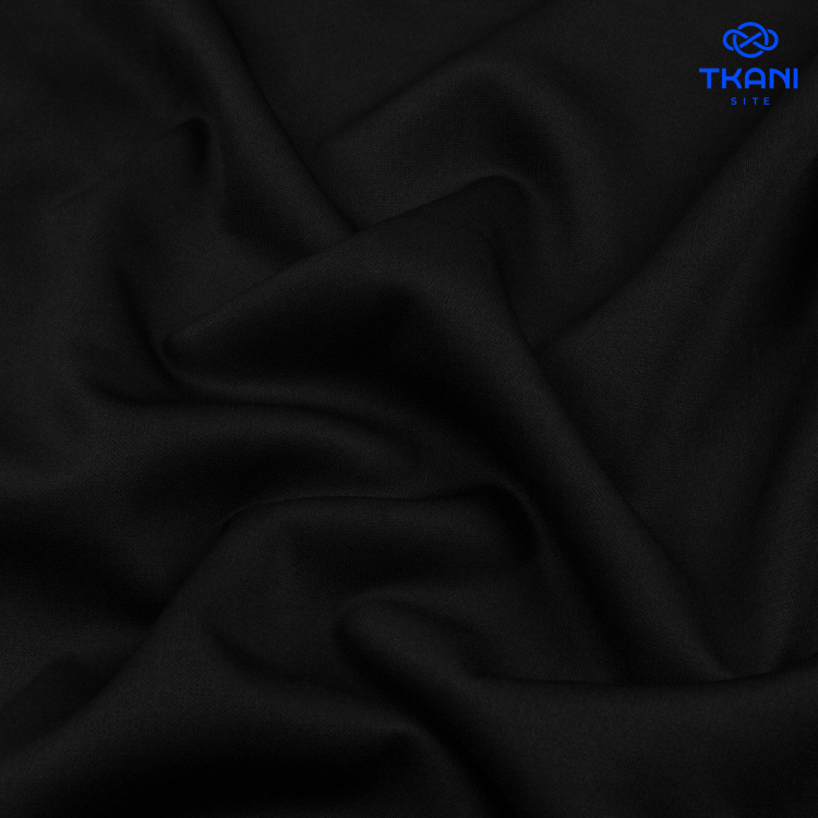 1138. Трикотажное полотно. Водолаз. Черный. - фото 1