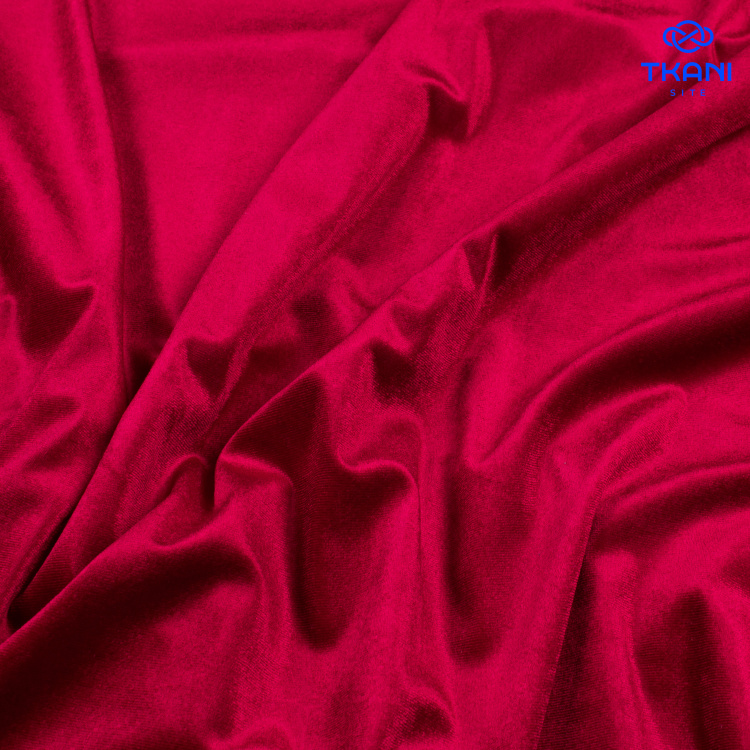 1150. Трикотажное полотно. Бархат. Вишневый. - фото 1