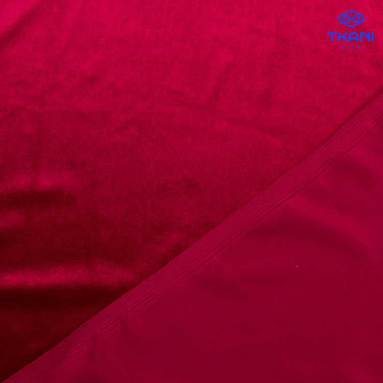 1150. Трикотажное полотно. Бархат. Вишневый. - фото 2