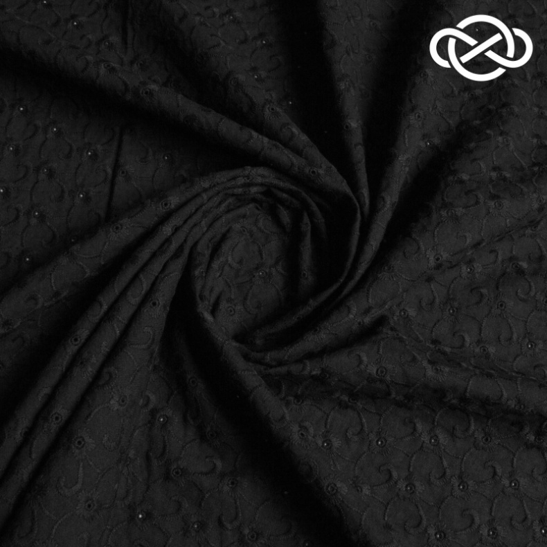 9807. Шитье на батисте. Черный. от Tkani.site