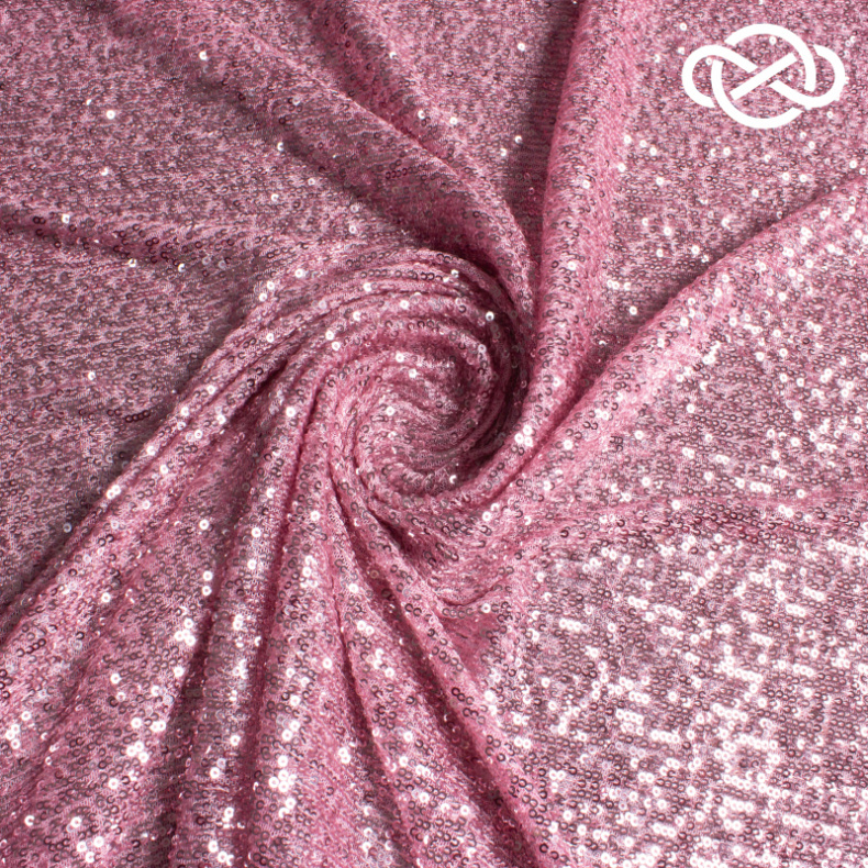 20439. Пайетки на сетке. Нежный розовый. от Tkani.site