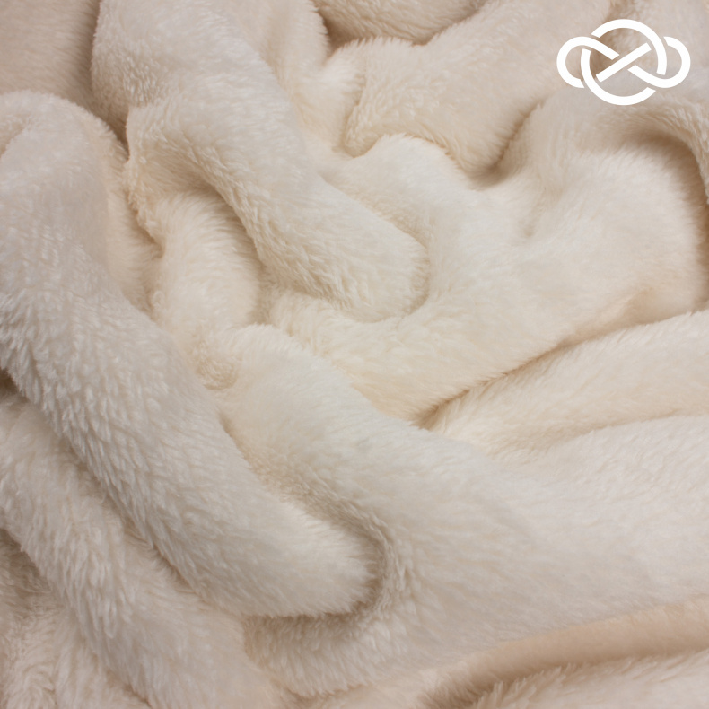21256. Двустороннее вельбоа. Молочный. от Tkani.site