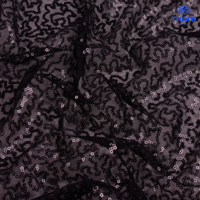 2214-2.Пайетки на сетке. Черный от Tkani.site