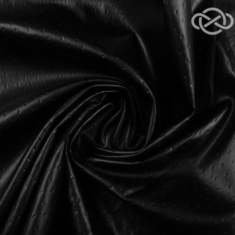 23050. Экокожа на фланели. Черный.  от Tkani.site