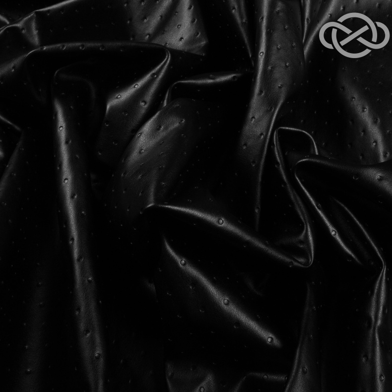 23050. Экокожа на фланели. Черный.  от Tkani.site