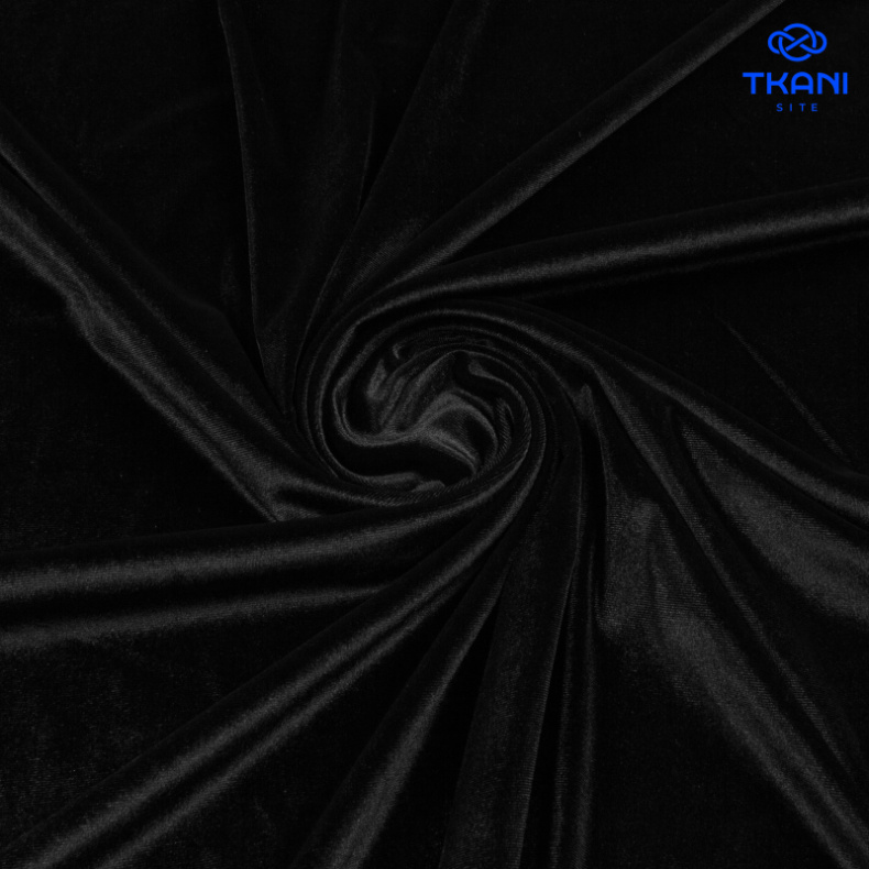 1311. Трикотажное полотно. Бархат. Черный. от Tkani.site