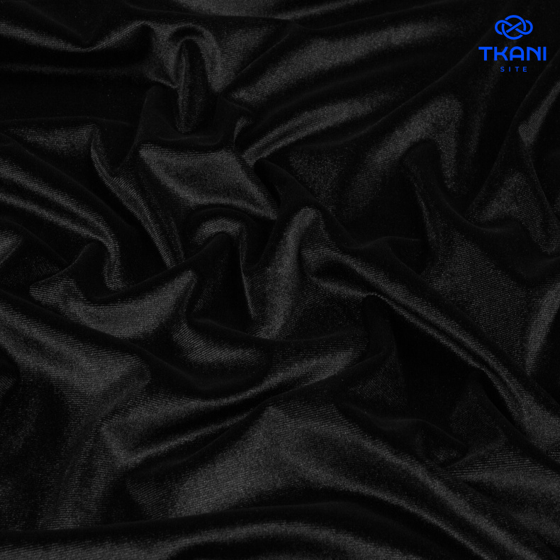 1311. Трикотажное полотно. Бархат. Черный. от Tkani.site