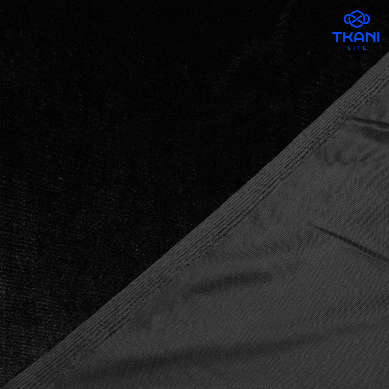 1311. Трикотажное полотно. Бархат. Черный. от Tkani.site