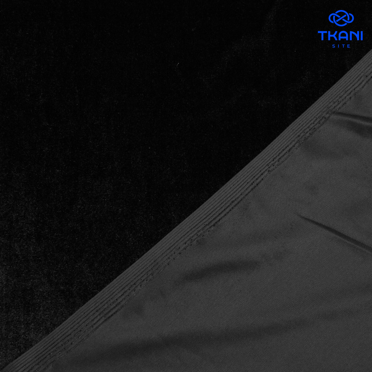 1311. Трикотажное полотно. Бархат. Черный. - фото 2