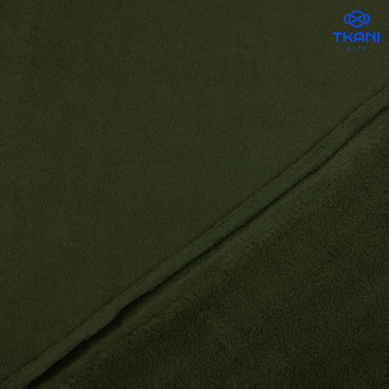 1318. Флис двухсторонний. Хаки. от Tkani.site