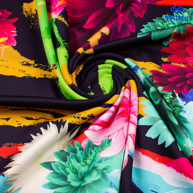 1344. Трикотажное полотно. Водолаз. Принт.