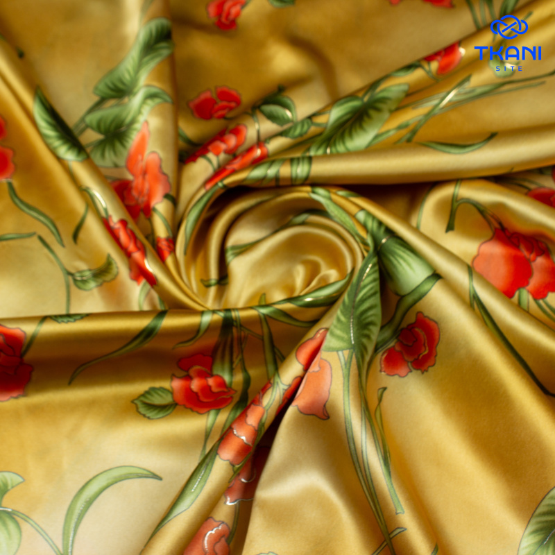 77670. Плательный атлас. Принт. Корея.