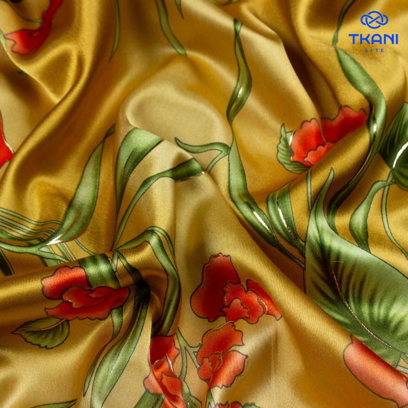 77670. Плательный атлас. Принт. Корея.