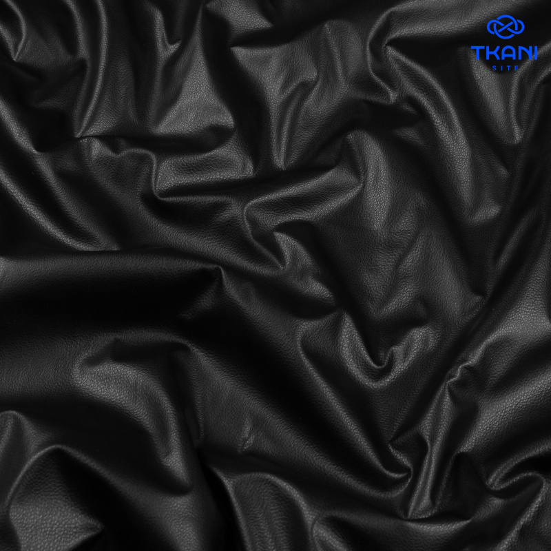 1383. Экокожа на микрофлисе. Черный.