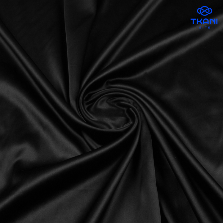 1385. Костюмно-плательный Атлас. Черный.