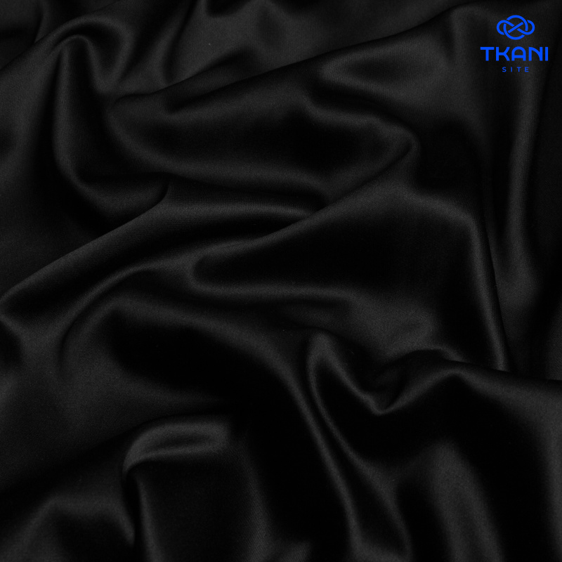 1385. Костюмно-плательный Атлас. Черный.