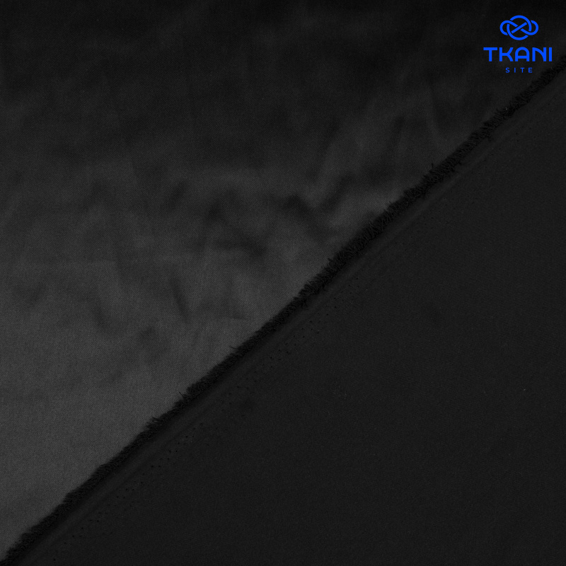 1385. Костюмно-плательный Атлас. Черный.