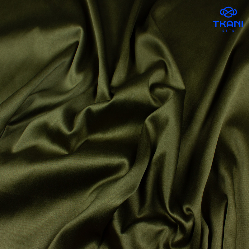 1391. Костюмно-плательный Атлас. Темный хаки.