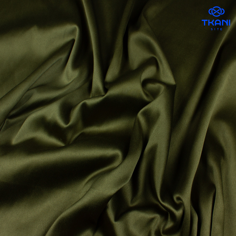 1391. Костюмно-плательный Атлас. Темный хаки. от Tkani.site