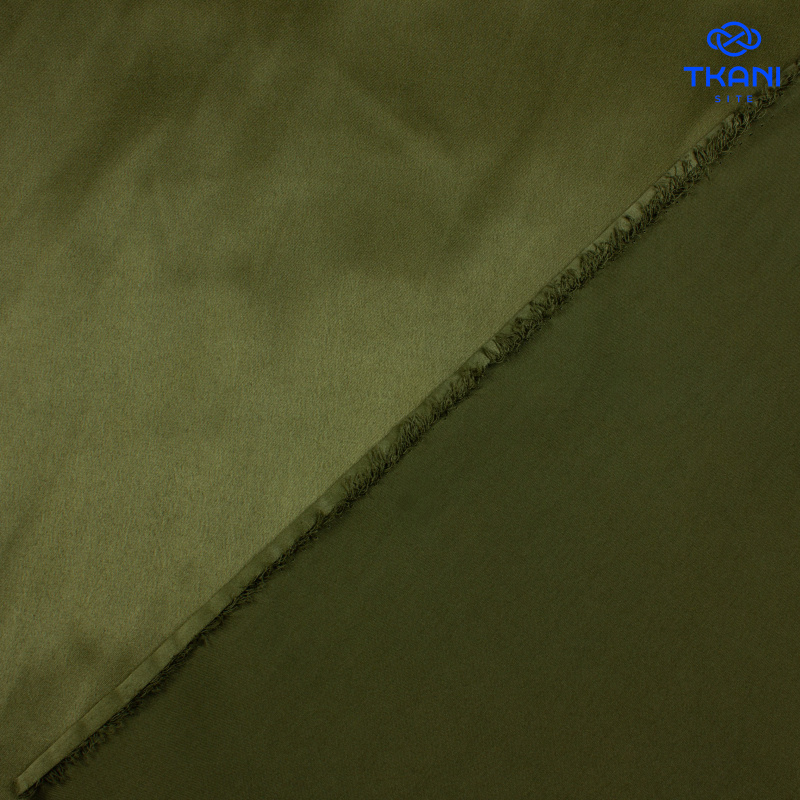 1391. Костюмно-плательный Атлас. Темный хаки.