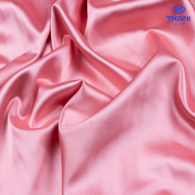 1394. Плательный Атлас. Коралловый.