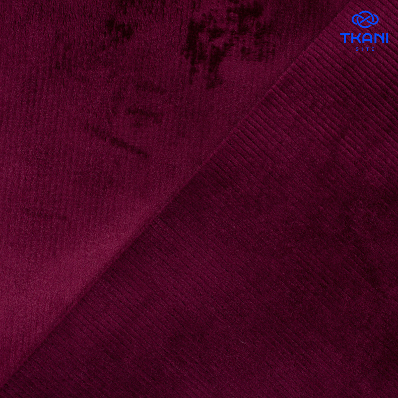 1399. Двухсторонний трикотаж. Велюр-вельвет. Свекольный. Уценка!!! от Tkani.site