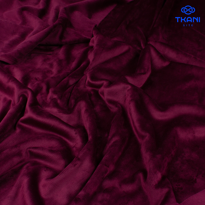1399. Двухсторонний трикотаж. Велюр-вельвет. Свекольный. Уценка!!! от Tkani.site