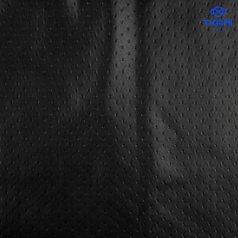 80595. Экокожа на тонком флисе. Тиснение. Черный.